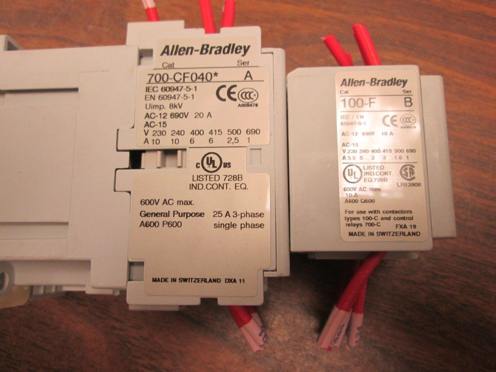 Allen-Bradley Contactor w/ Aux Contact Block 700-CF040* 120V Coil 25A 600V Used