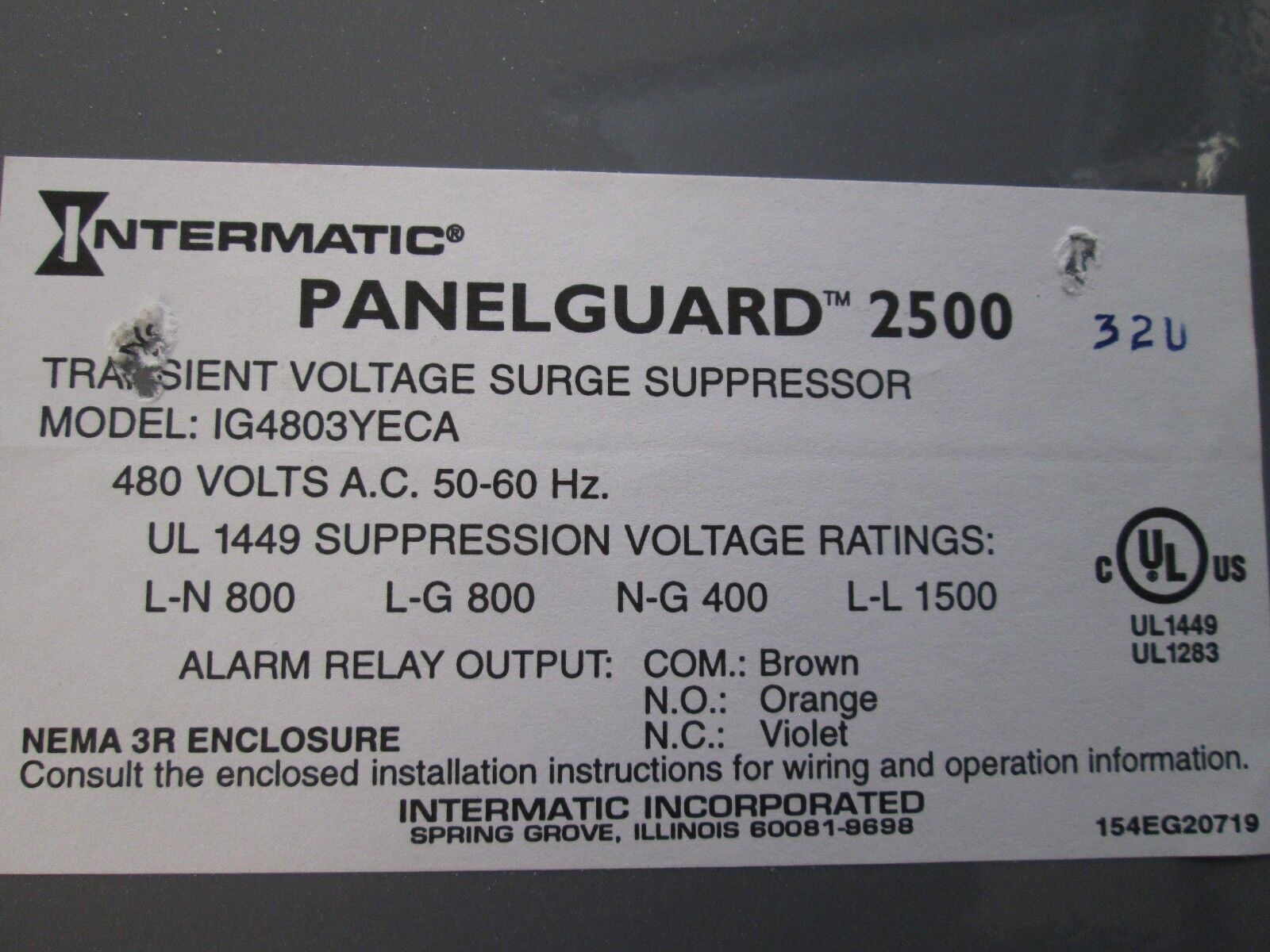 Intermatic Panelguard 2500 IG4803YECA 480V New Surplus - No Cover Screws