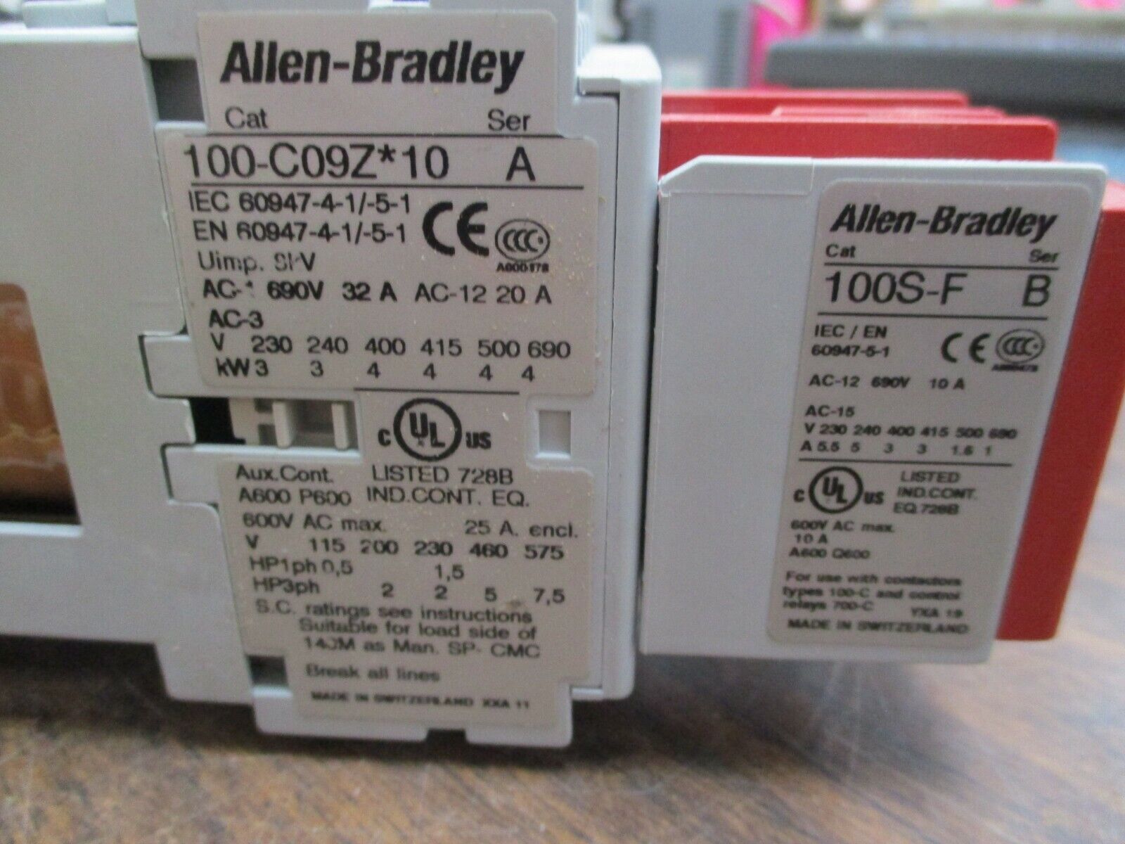 Allen-Bradley Safety Contactor 100S-C09ZJ14C Ser. A 25A 600V Used