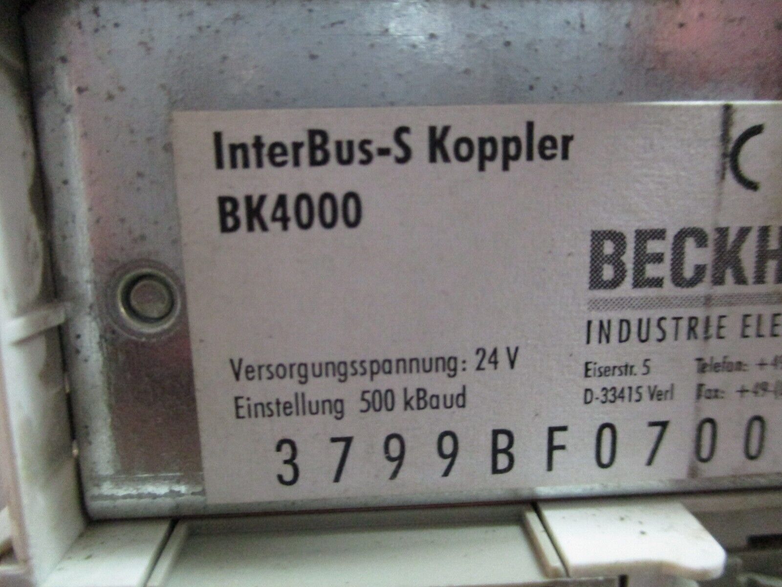 Beckhoff InterBus-S Coupler BK4000 24V 500kBaud Used