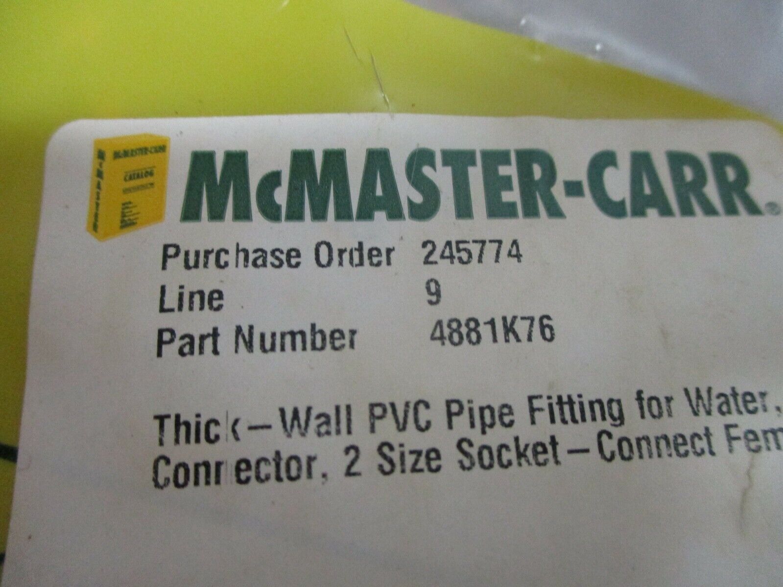 McMaster-Carr Thick-Wall PVC Pipe Fitting 4881K76 2" Pipe *Lot of 3* New Surplus