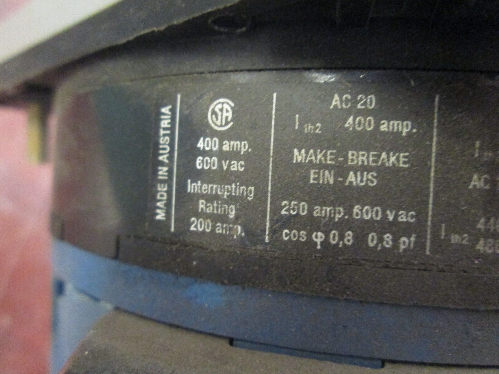 Kraus & Naimer Switch X400 400A 600V Used