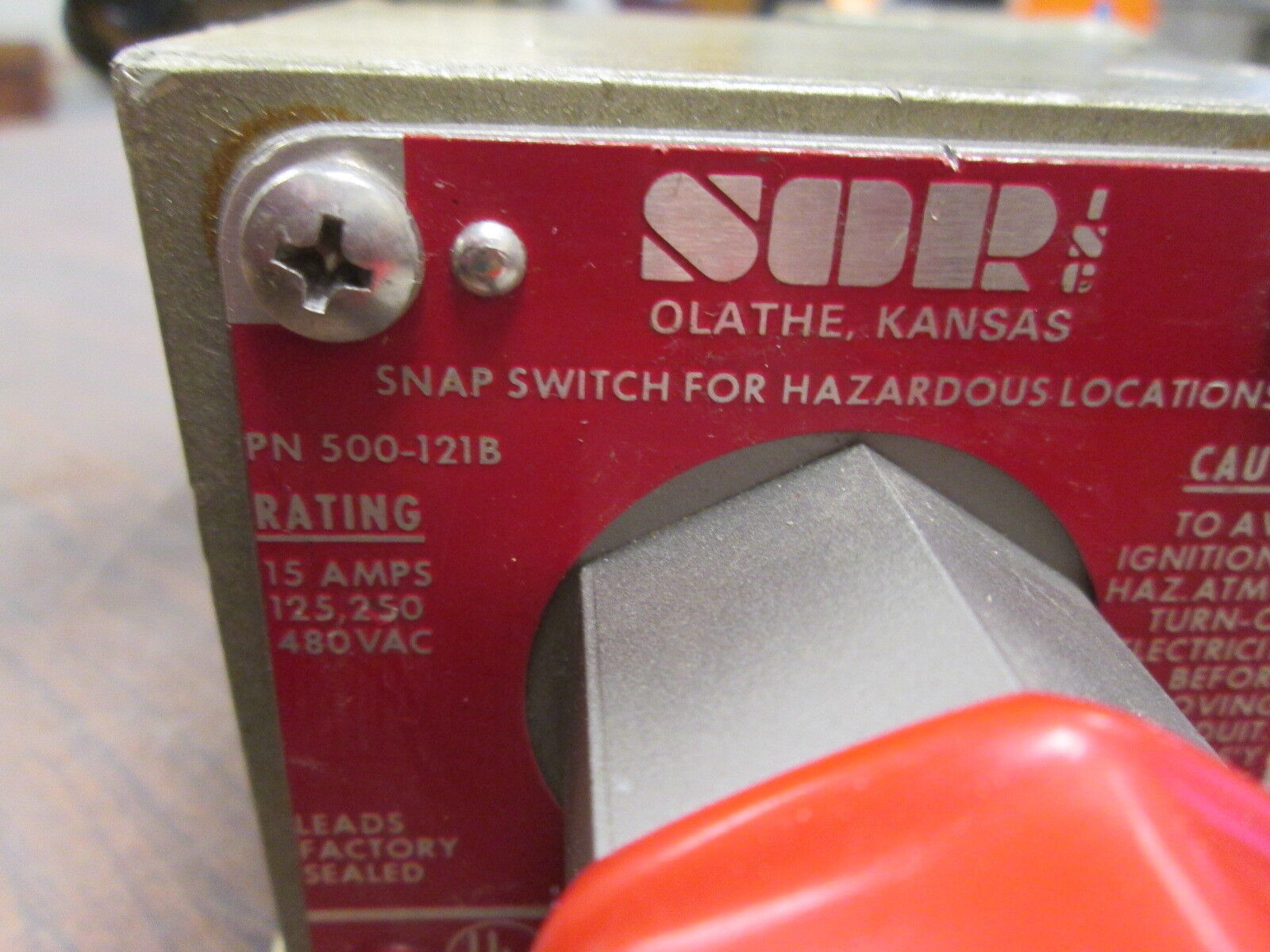 SOR Snap Switch for Hazardous Locations 500-121B 15A 480V Used
