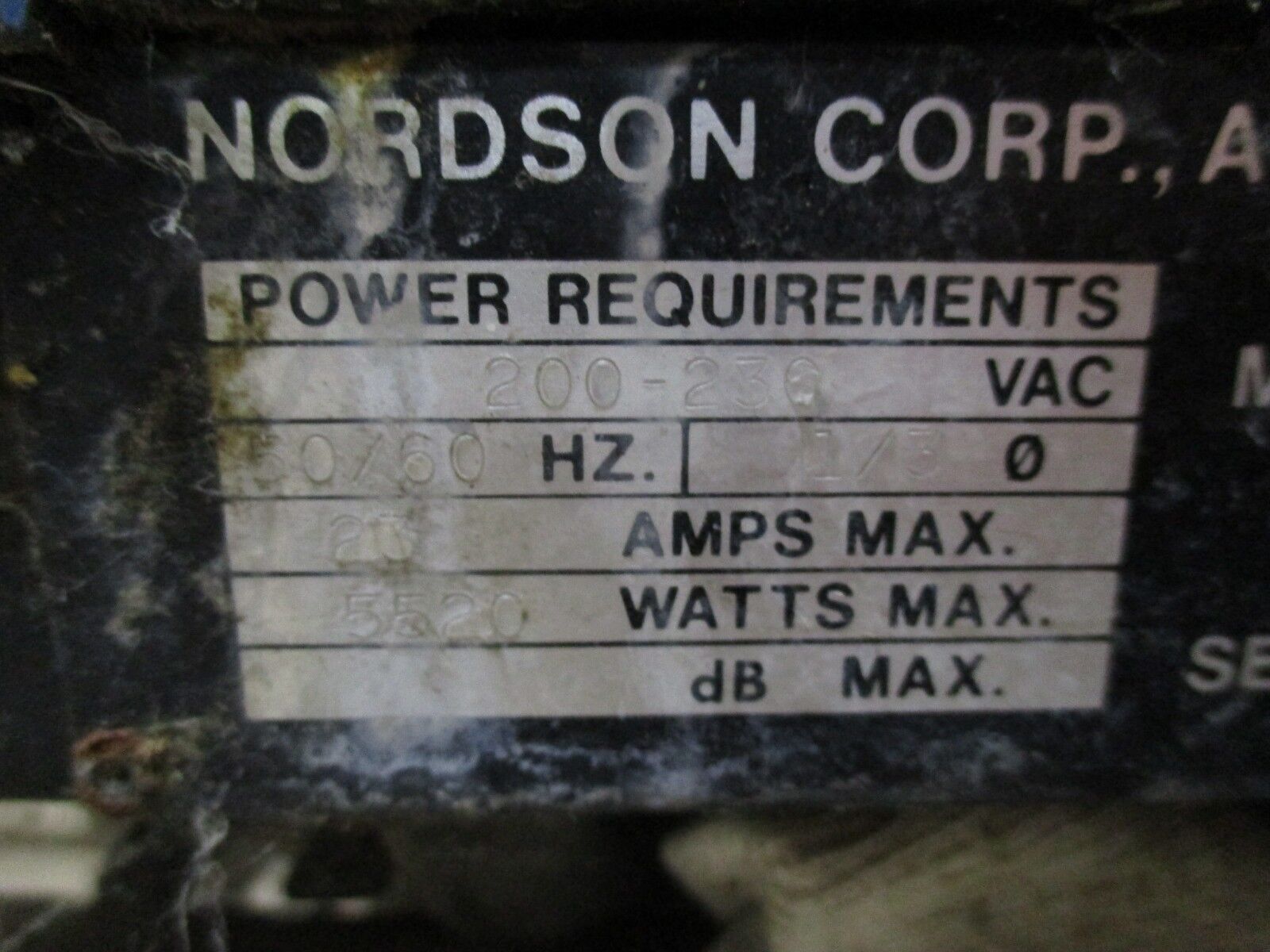 Nordson Hot Melt Adhesive Applicator 2305 200-230V 50/60Hz 1/3Ph 20A Used