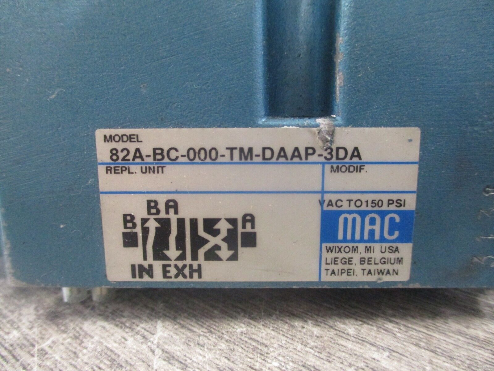 MAC Solenoid Valve 82A-BC-000-TM-DAAP-3DA Used