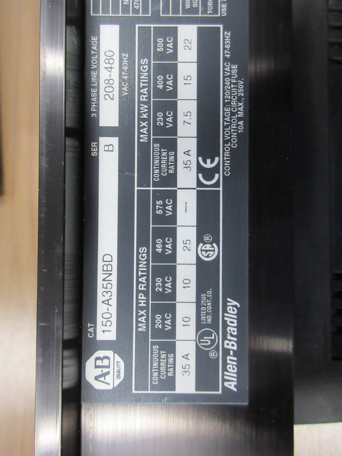 Allen-Bradley SMC Dialog Plus Soft Start 150-A35NBD Ser. B 25HP 208-480V 35A