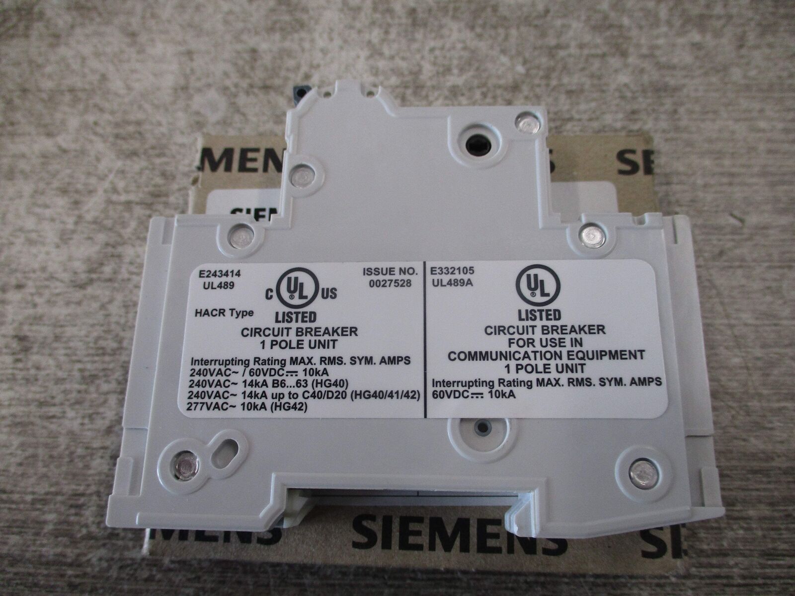 Siemens Circuit Breaker 5SJ4 104-7HG40 4A 240V 1P New Surplus