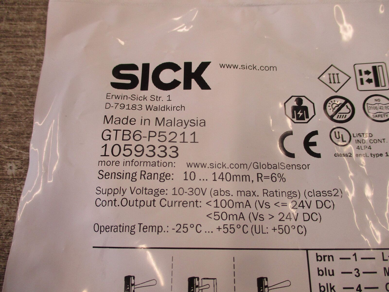 Sick Photoelectric Sensor GTB6-P5211 Range: 10-140mm New Surplus