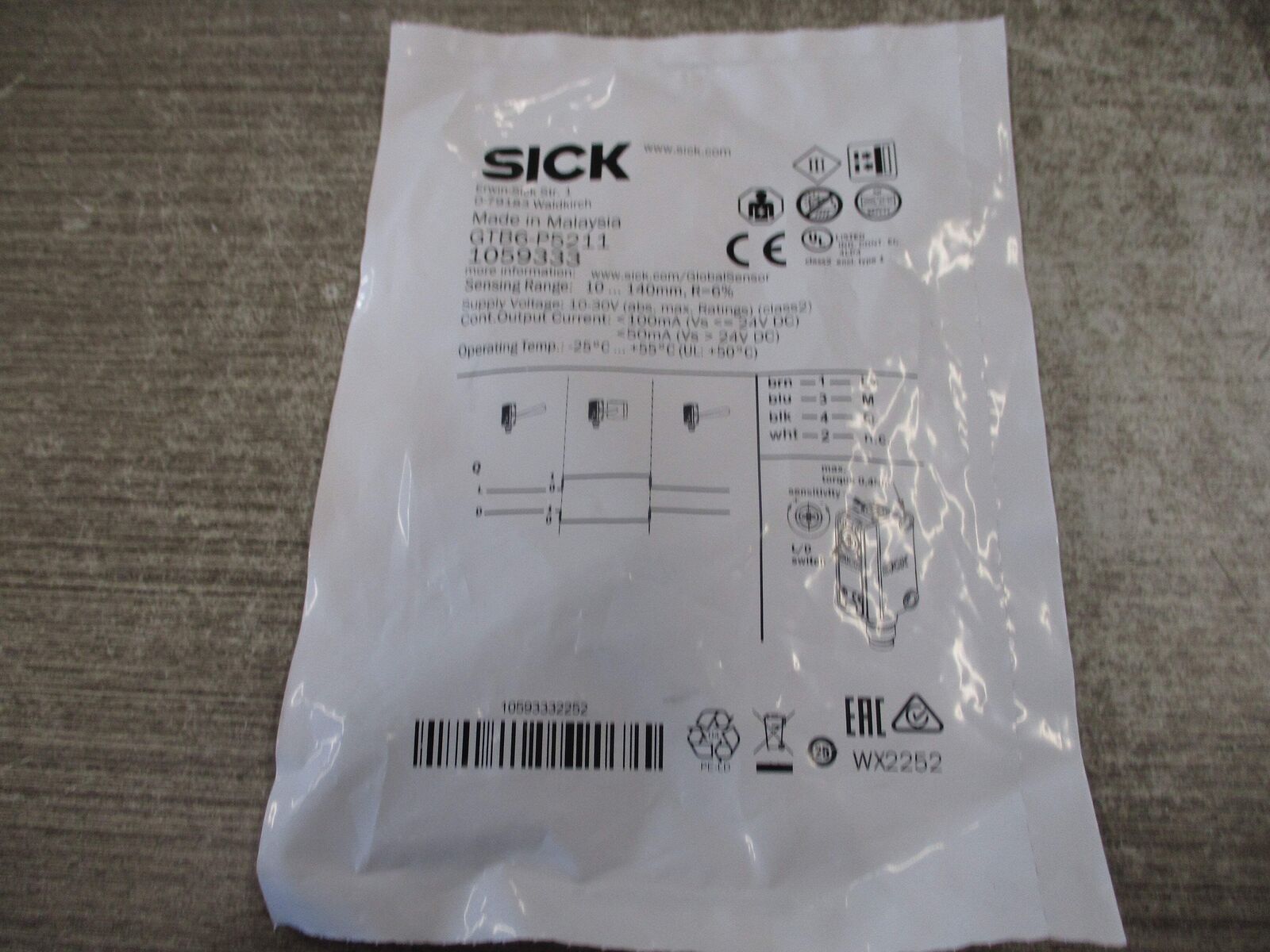 Sick Photoelectric Sensor GTB6-P5211 Range: 10-140mm New Surplus