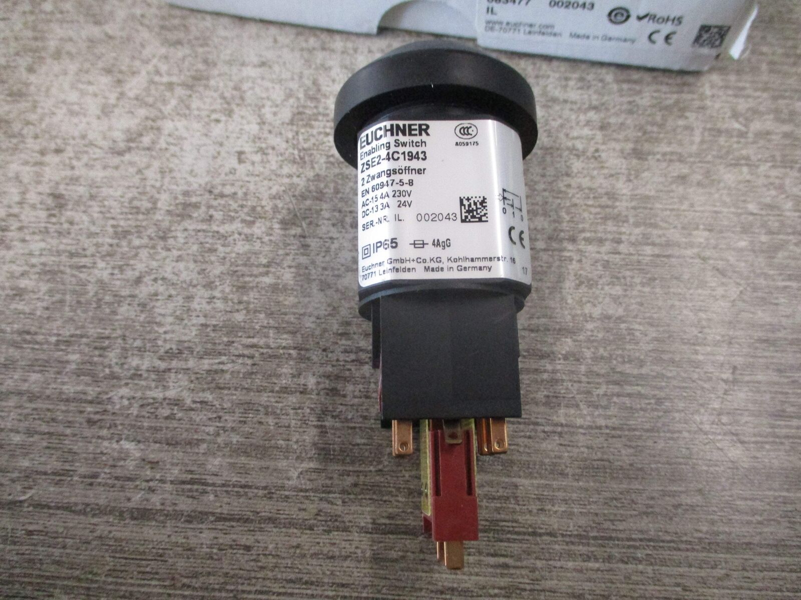Euchner Enabling Switch ZSE2-4C1943 New Surplus