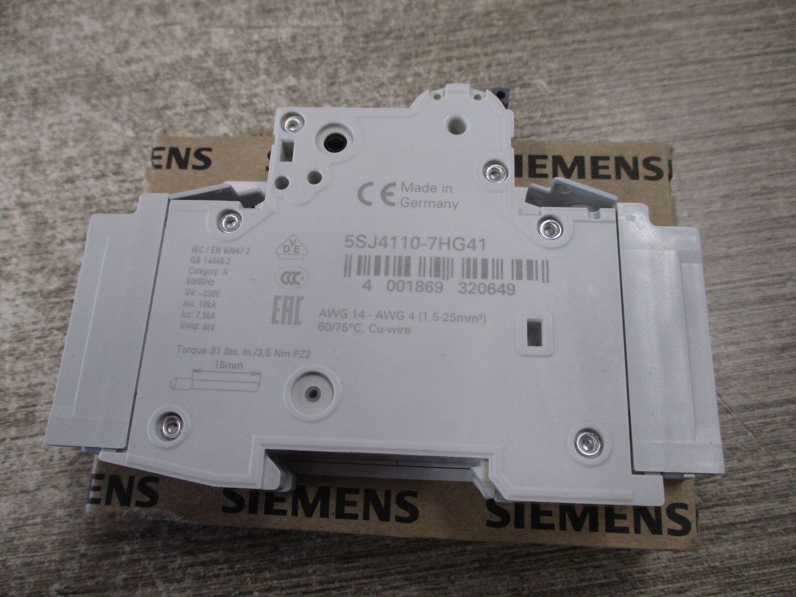 Siemens Circuit Breaker 5SJ4 110-7HG41 10A 1P New Surplus