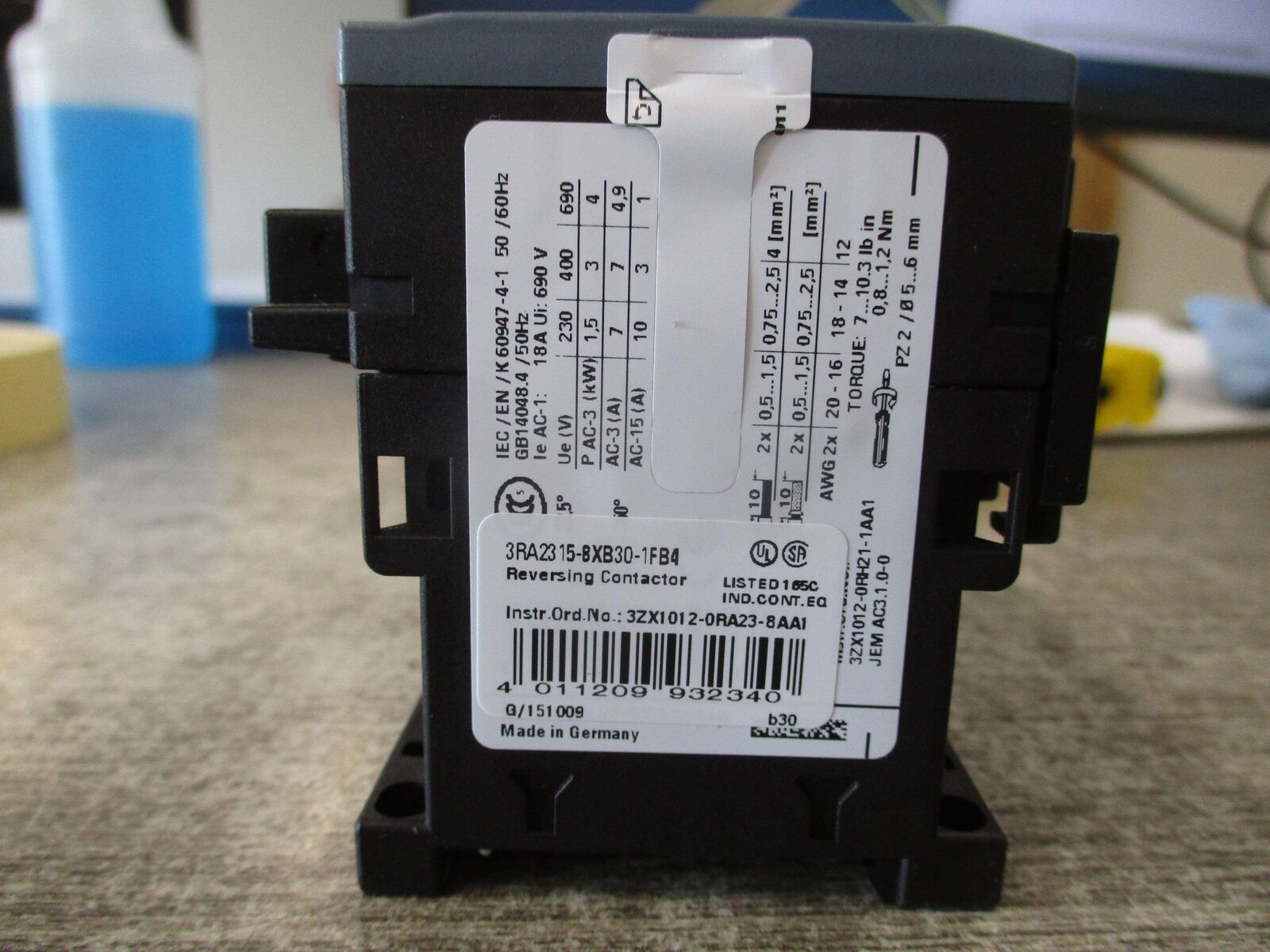 Siemens Reversing Contactor 3RA2315-8XB30-1FB4 24VDC Coil New Surplus