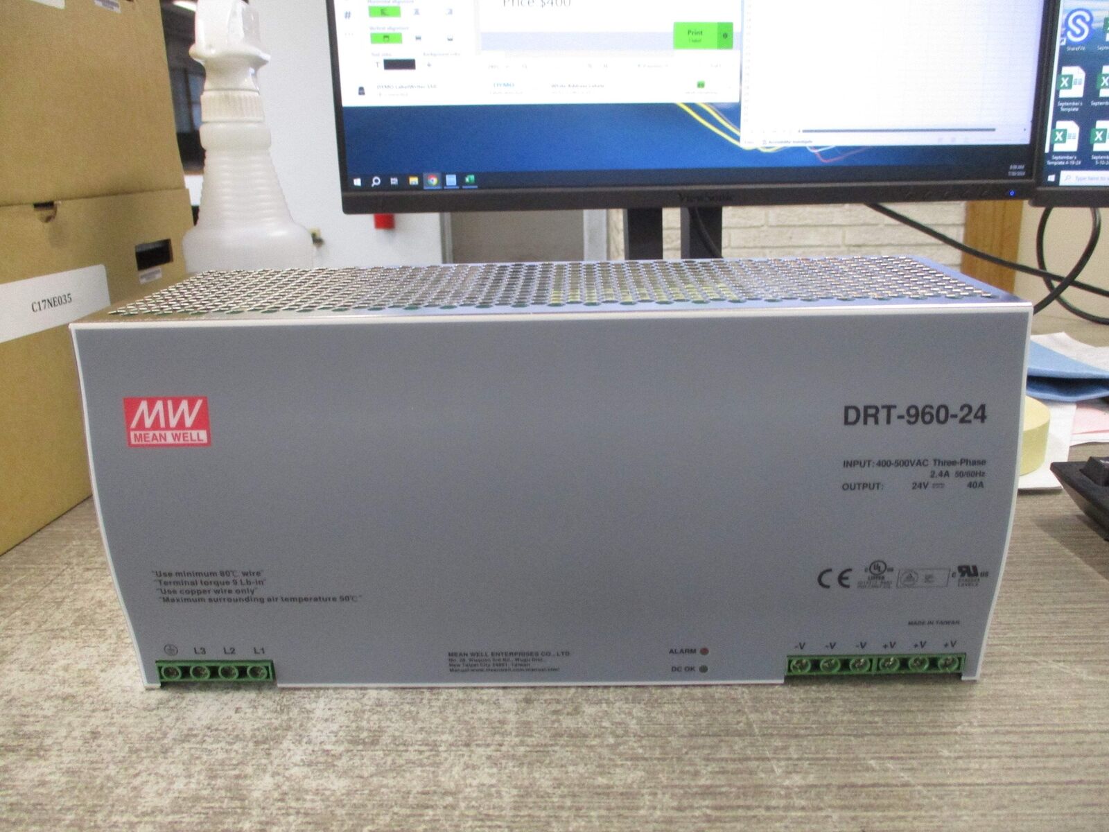Mean Well Power Supply DRT-960-24 Input: 400-500VAC 3Ph 2.4A 50/60Hz Output: 24V