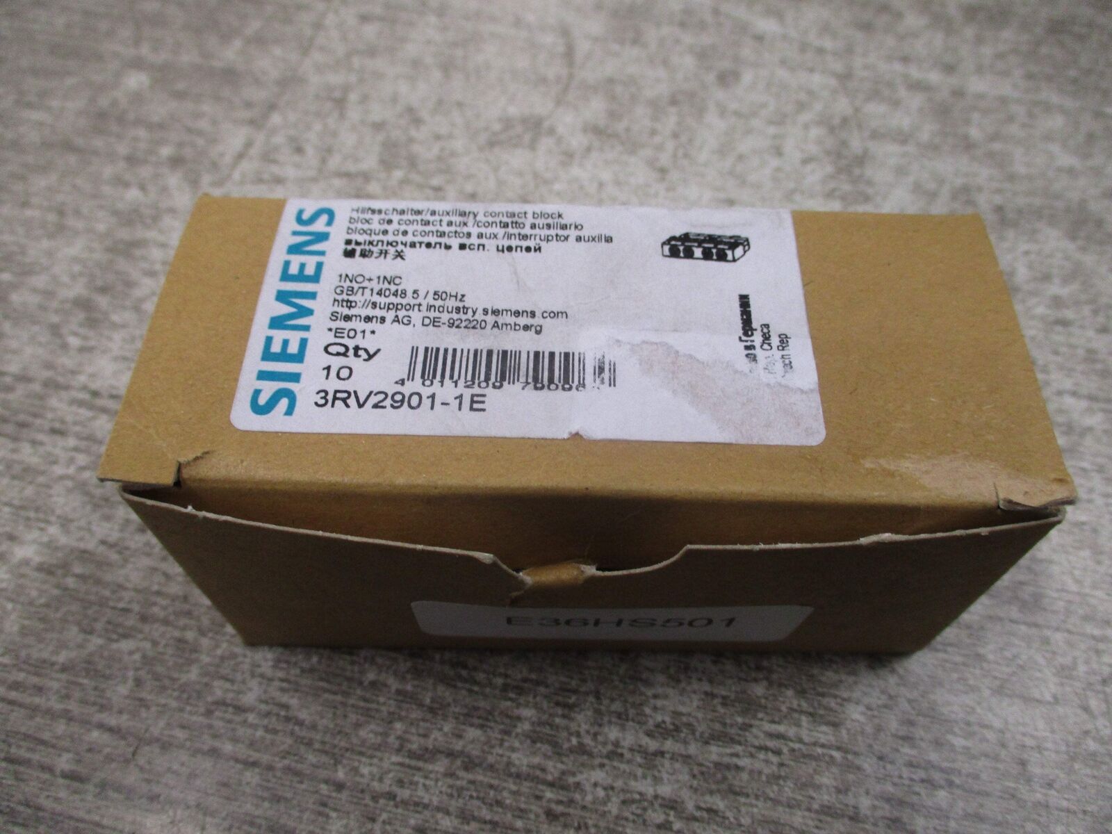 Siemens Aux Contact Block 3RV2901-1E 1 N.O. + 1 N.C. * Box of 10 * New Surplus