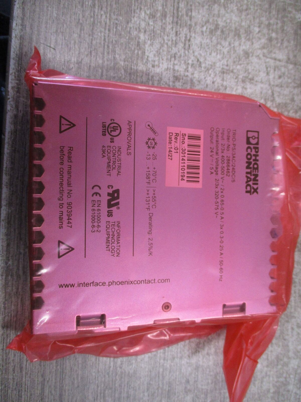 Phoenix Contact Power Supply 2866462 TRIO-PS/3AC/24DC/5 New Surplus
