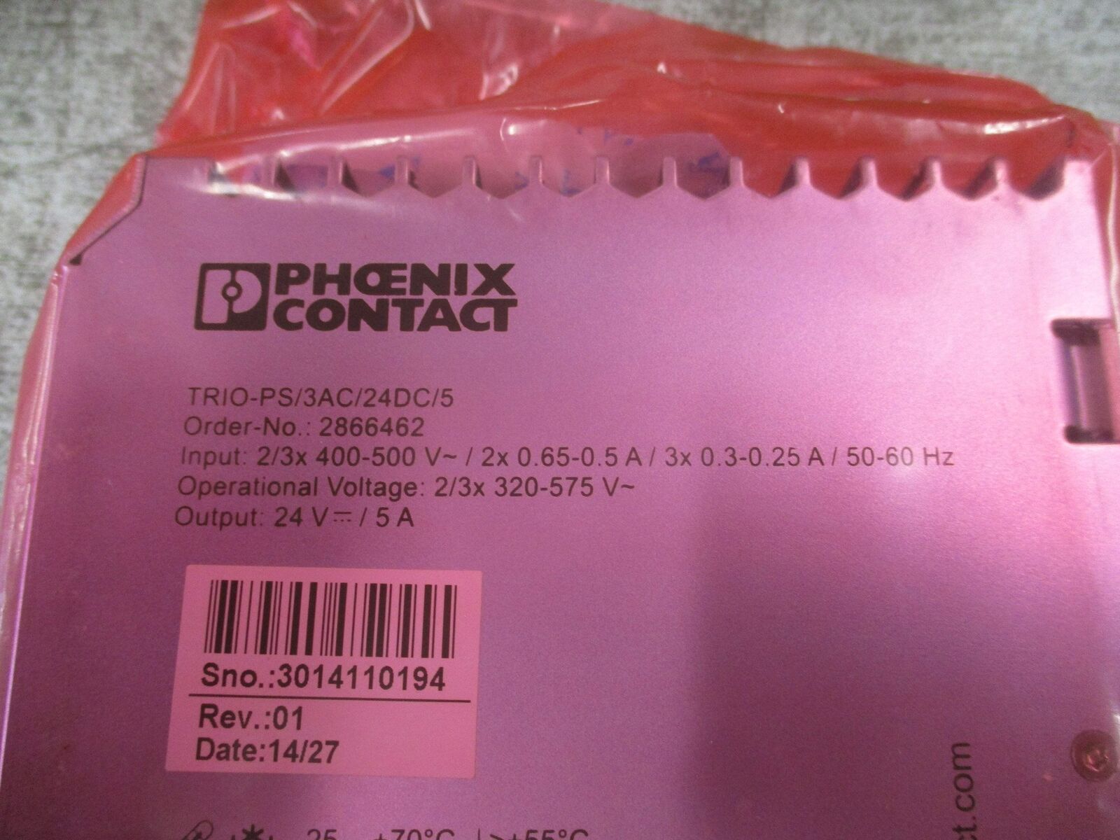 Phoenix Contact Power Supply 2866462 TRIO-PS/3AC/24DC/5 New Surplus