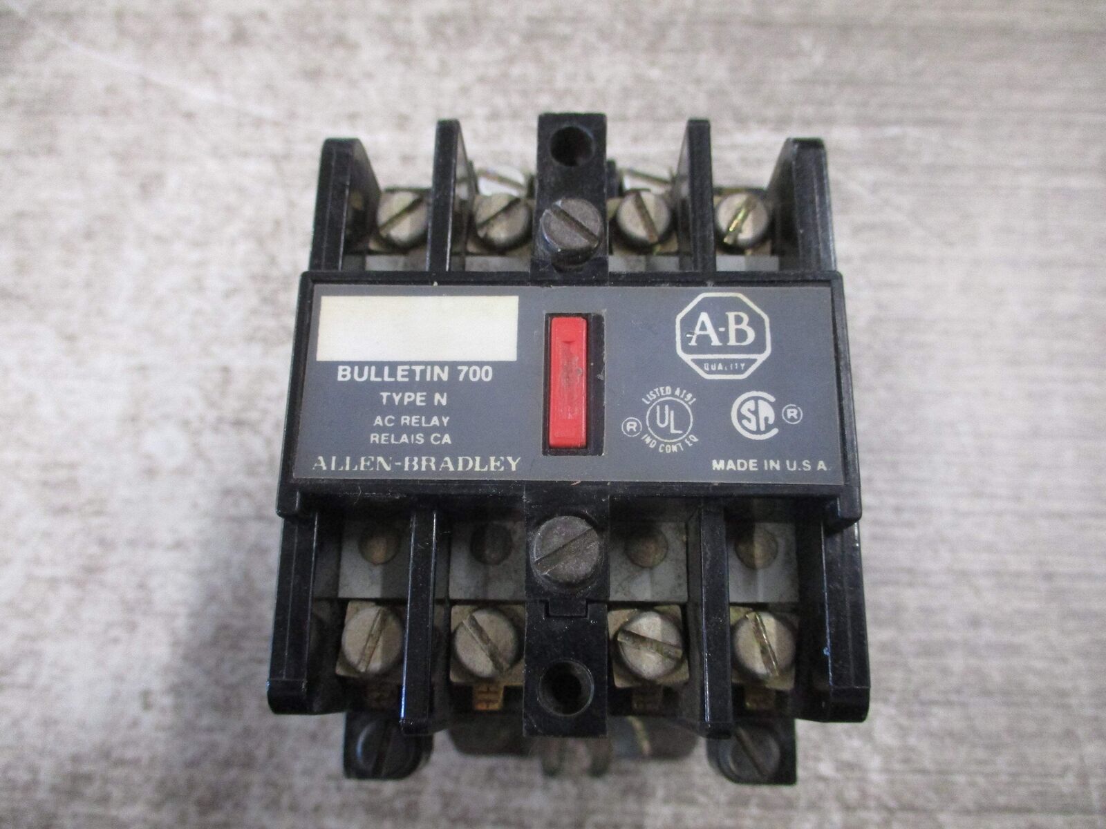 Allen-Bradley Type N Relay 700-N400A1 Ser. C 120V Coil Used