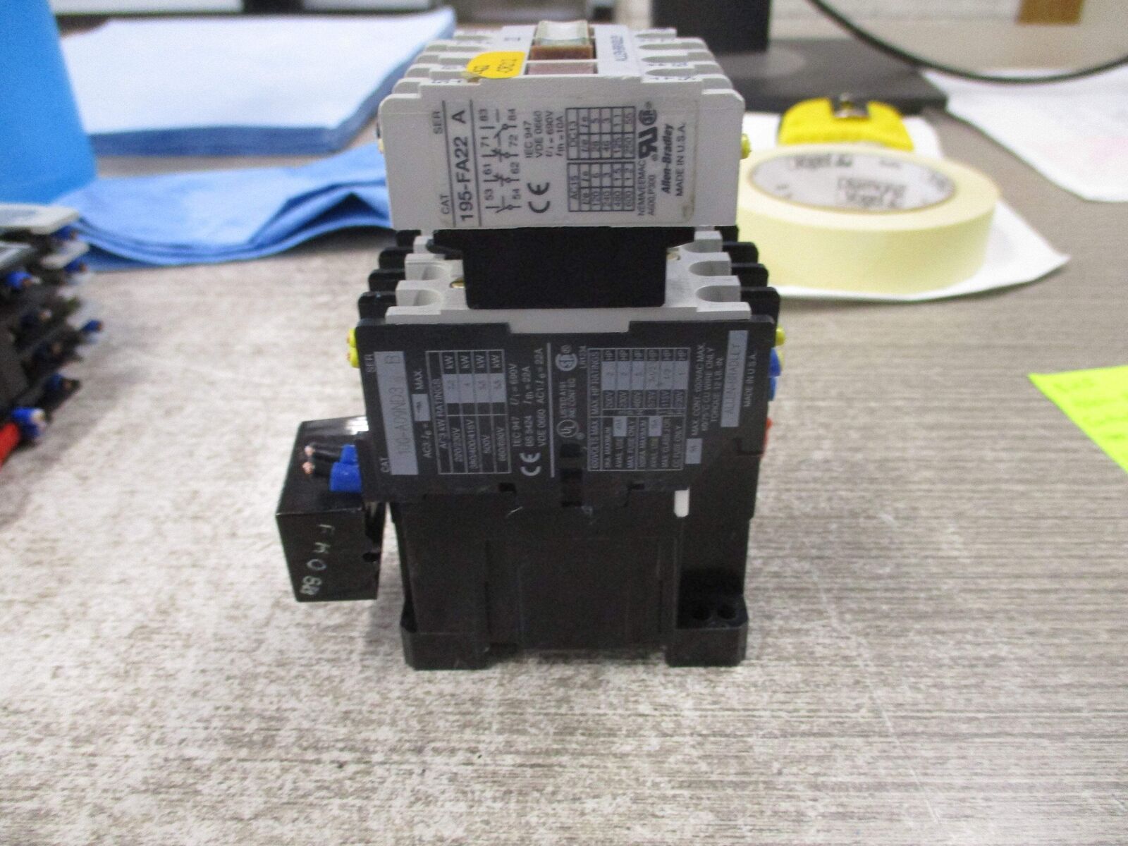 Allen-Bradley Contactor 100-A09ND3 120V Coil 9A 600V W/Aux Contact Block Used