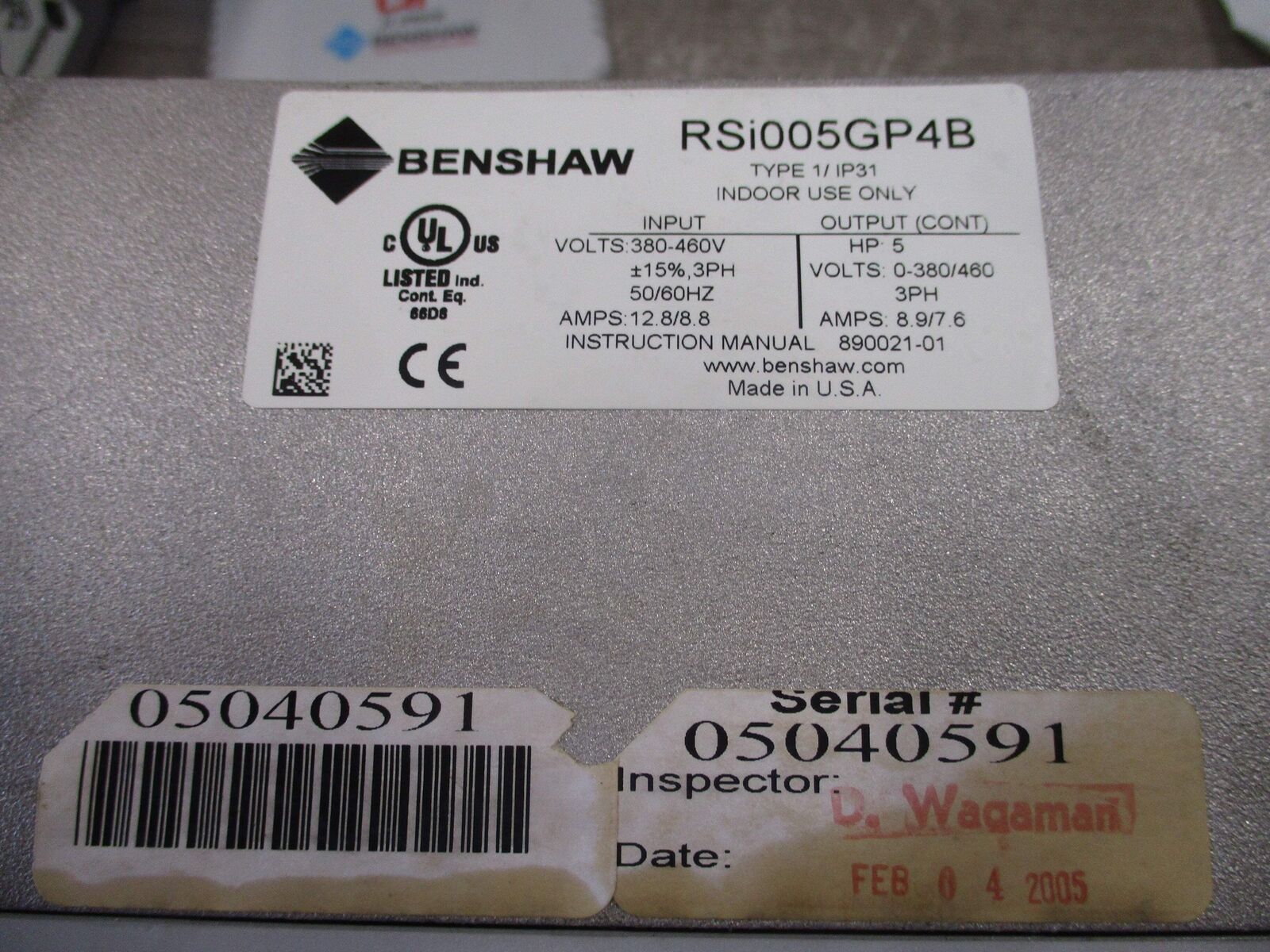 Benshaw AC Drive RSi005GP4B 5HP 3Ph Input: 380-460V / 3PH / 50/60Hz / 12.8/8.8A