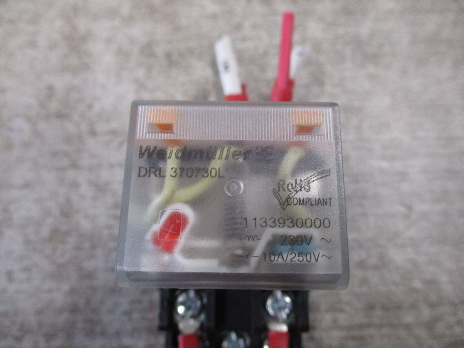 Weidmuller DRL 370730L Relay 1133930000 230V Coil W/Base Used