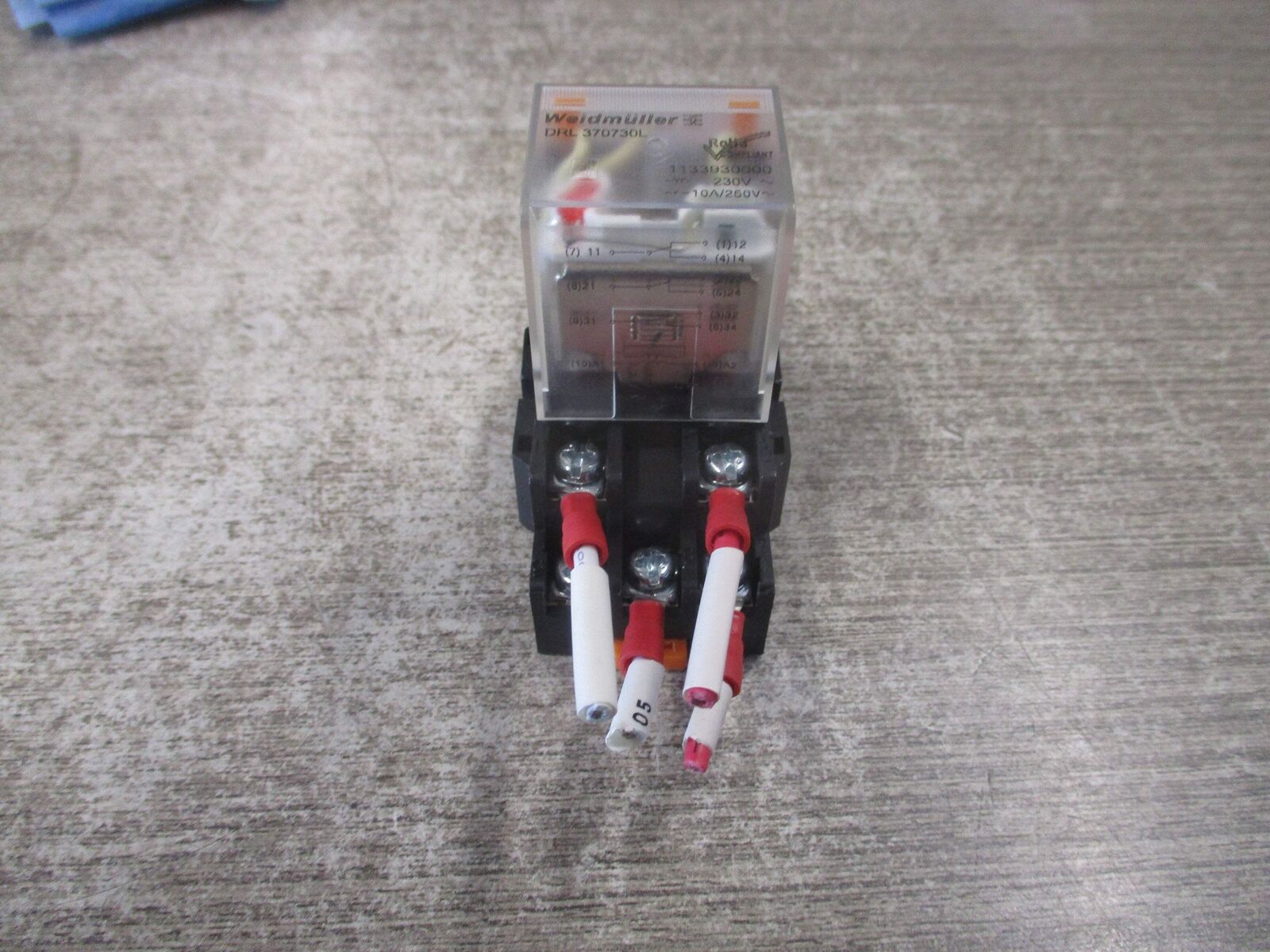 Weidmuller DRL 370730L Relay 1133930000 230V Coil W/Base Used