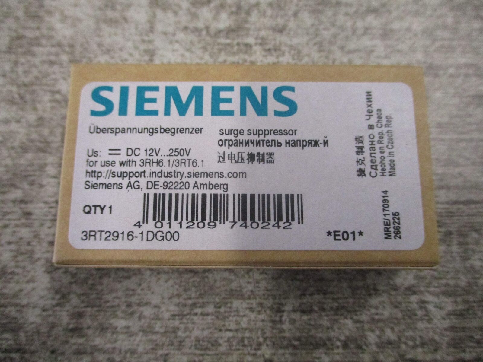 Siemens Surge Suppressor 3RT2916-1DG00 12-250VDC New Surplus