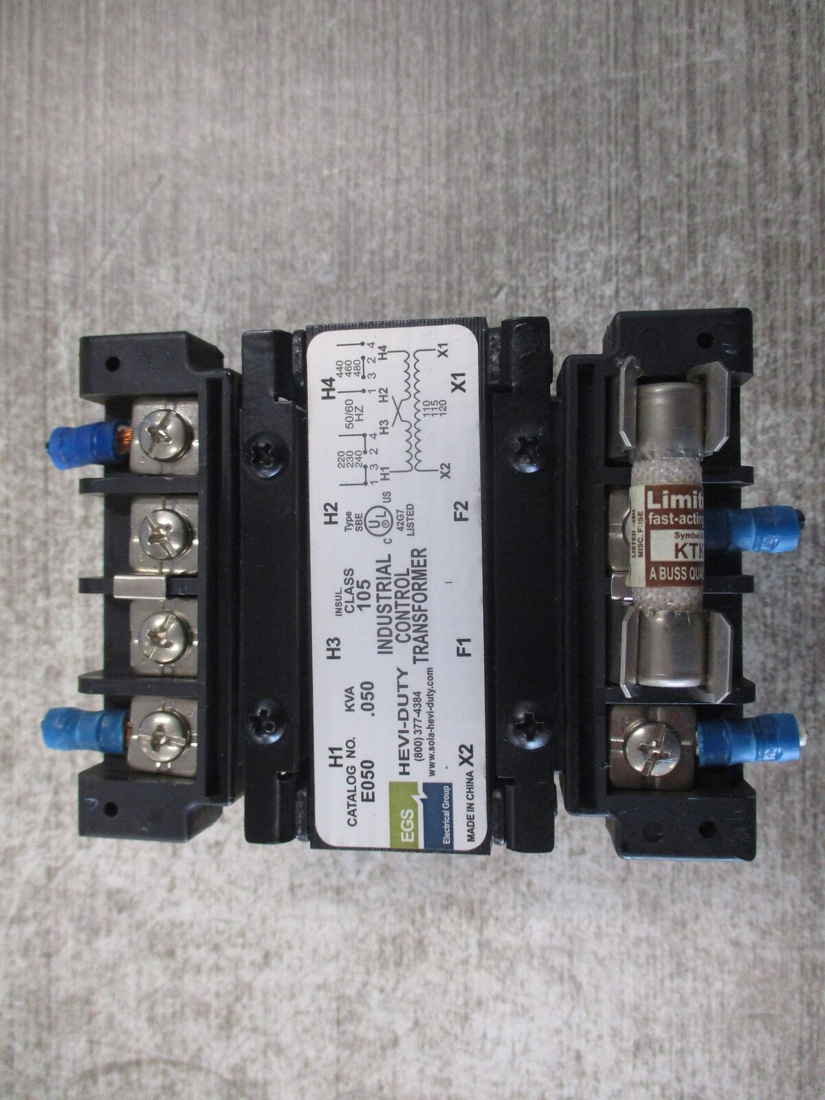 Hevi-Duty Control Transformer E050 0.050kVA Pri: 240/480V Sec: 120V 50/60Hz Used