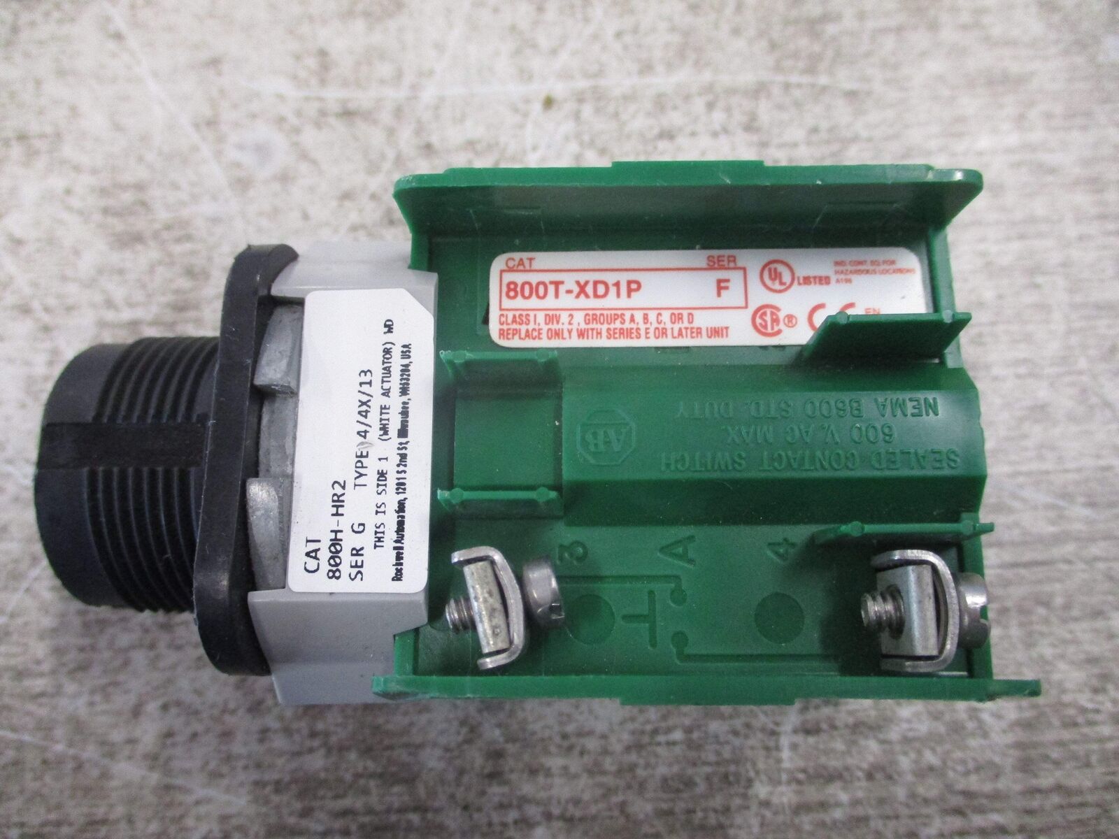 Allen-Bradley Selector Switch Unit 800H-HR2 Ser. F 2-Position Type 4, 4X, 13 Use