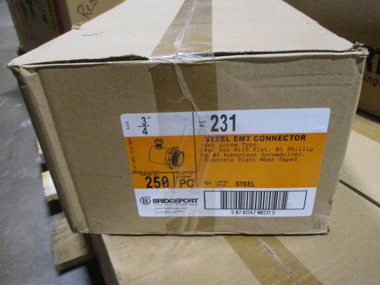 Bridgeport Set - Screw EMT Connector 231 3/4" * Lot of 250 * New Surplus