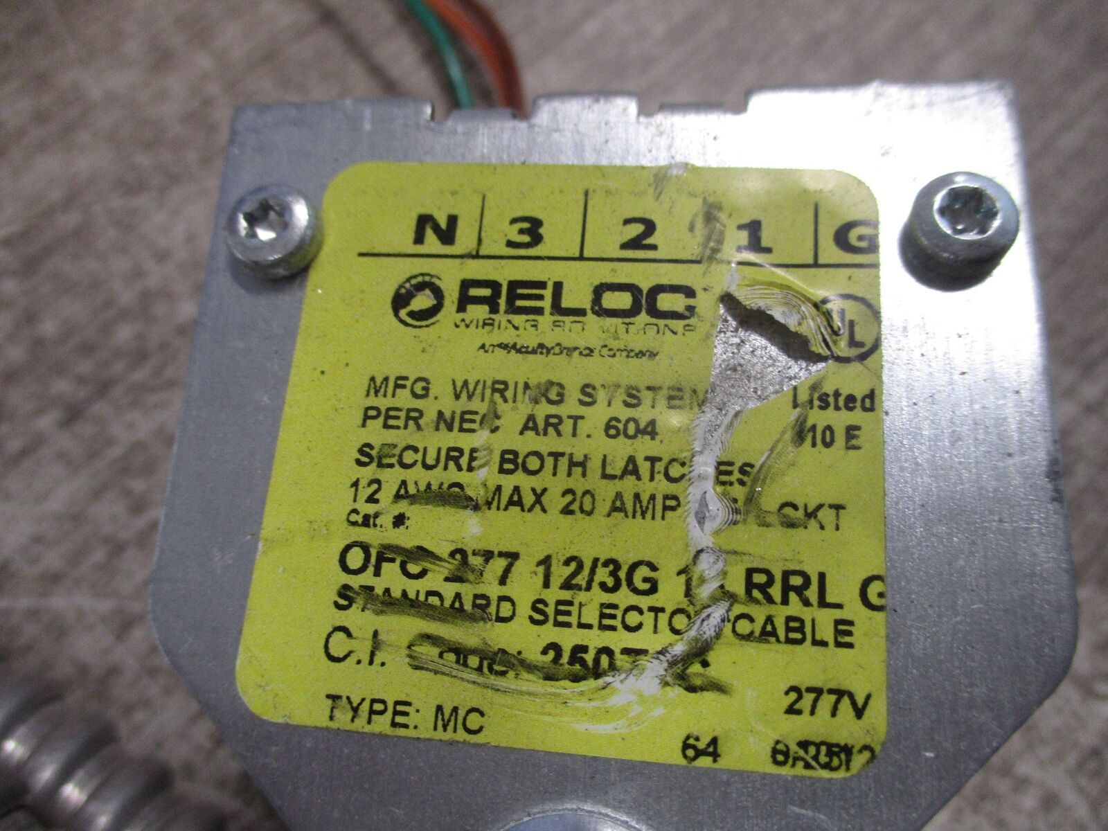 Reloc Standard Selector Cable OFC 277 12/3G 13 RRL G 277V Used