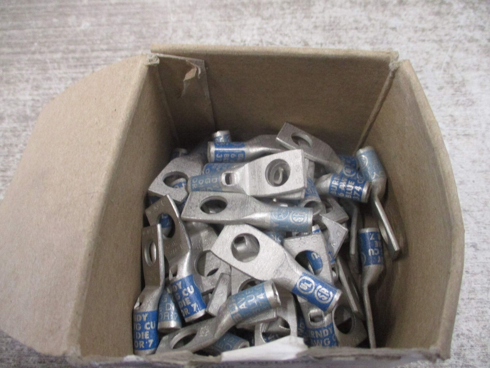 Burndy Hylug Crimp Lug YA6CL3BOX 1-Hole 6 STR * Box of 47 * New Surplus