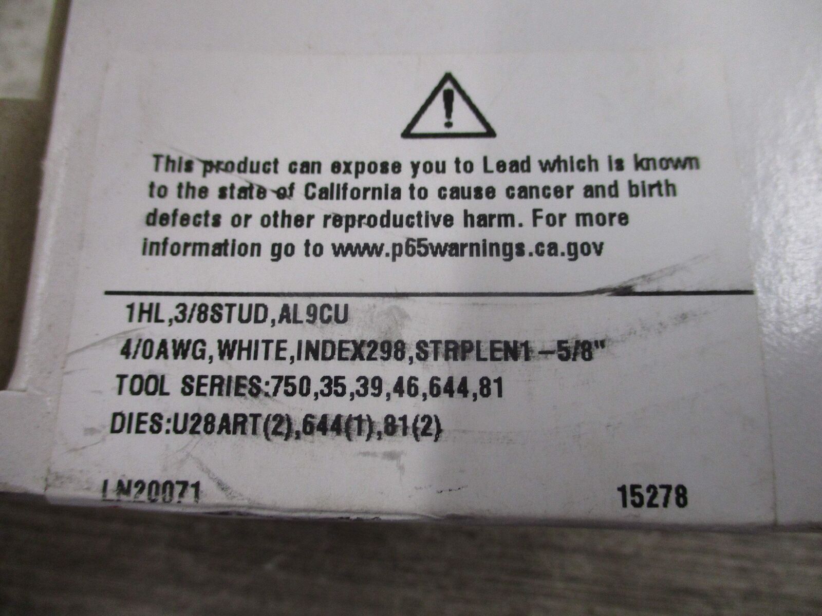Burndy Hylug Crimp Lug YA28A1 4/0 1-Hole * Box of 5 * New Surplus