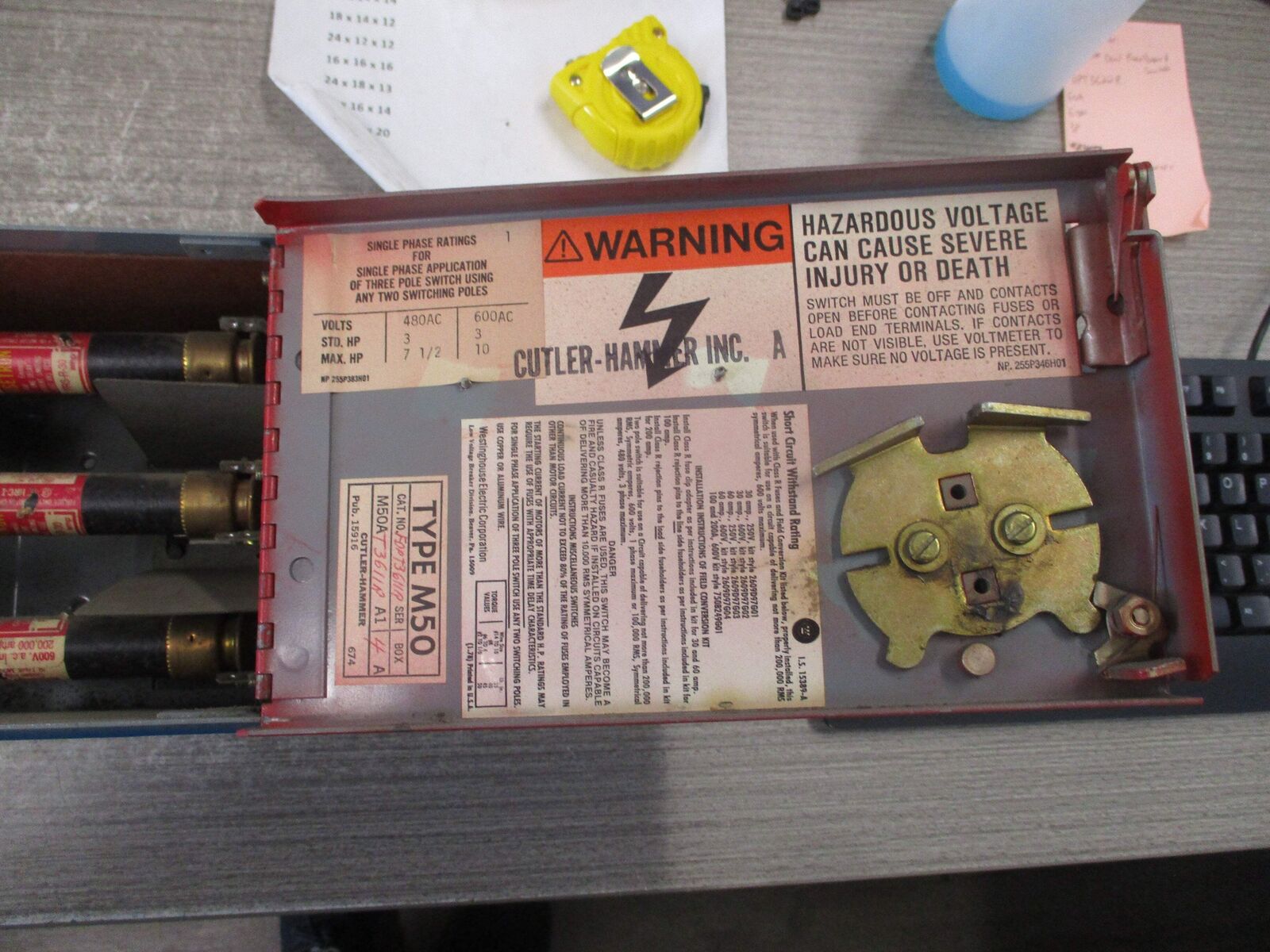 Cutler-Hammer Type M50 Dual Panelboard Switch FDPT3622R 60A 600V 3P W/Mounting H