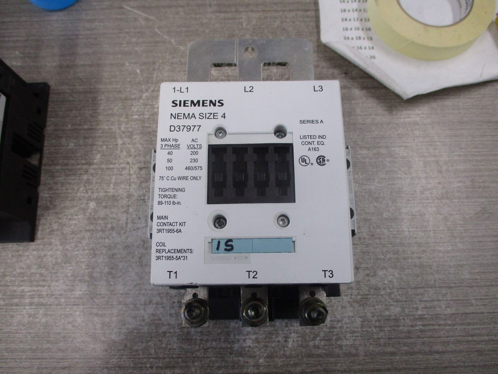 Siemens Size 4 Contactor D37977 440-480V Coil Used