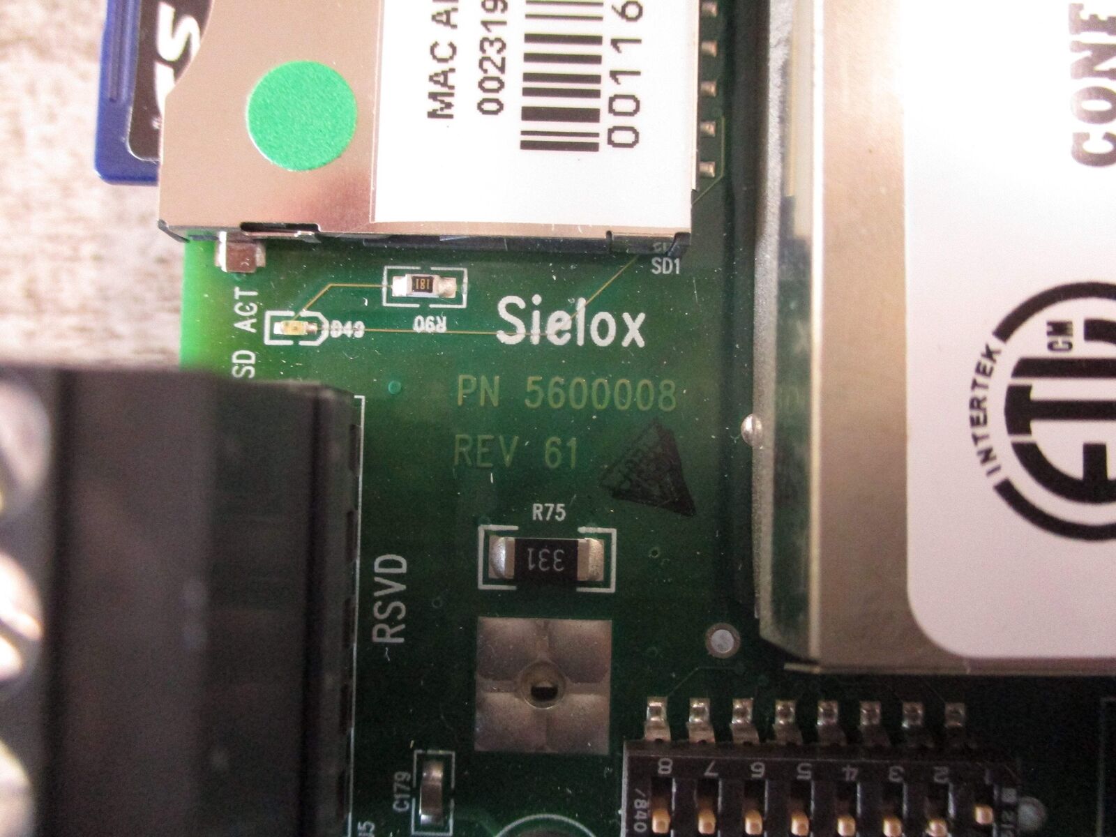 Sielox Badge Access Controller 5600008 Rev. 61 W/SD Card Used