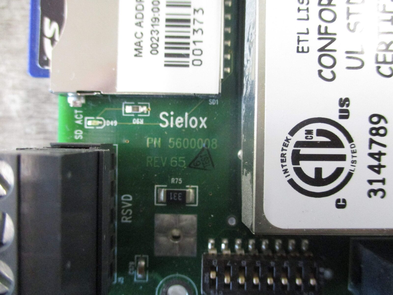 Sielox Badge Access Controller 5600008 Rev. 65 W/SD Card Used