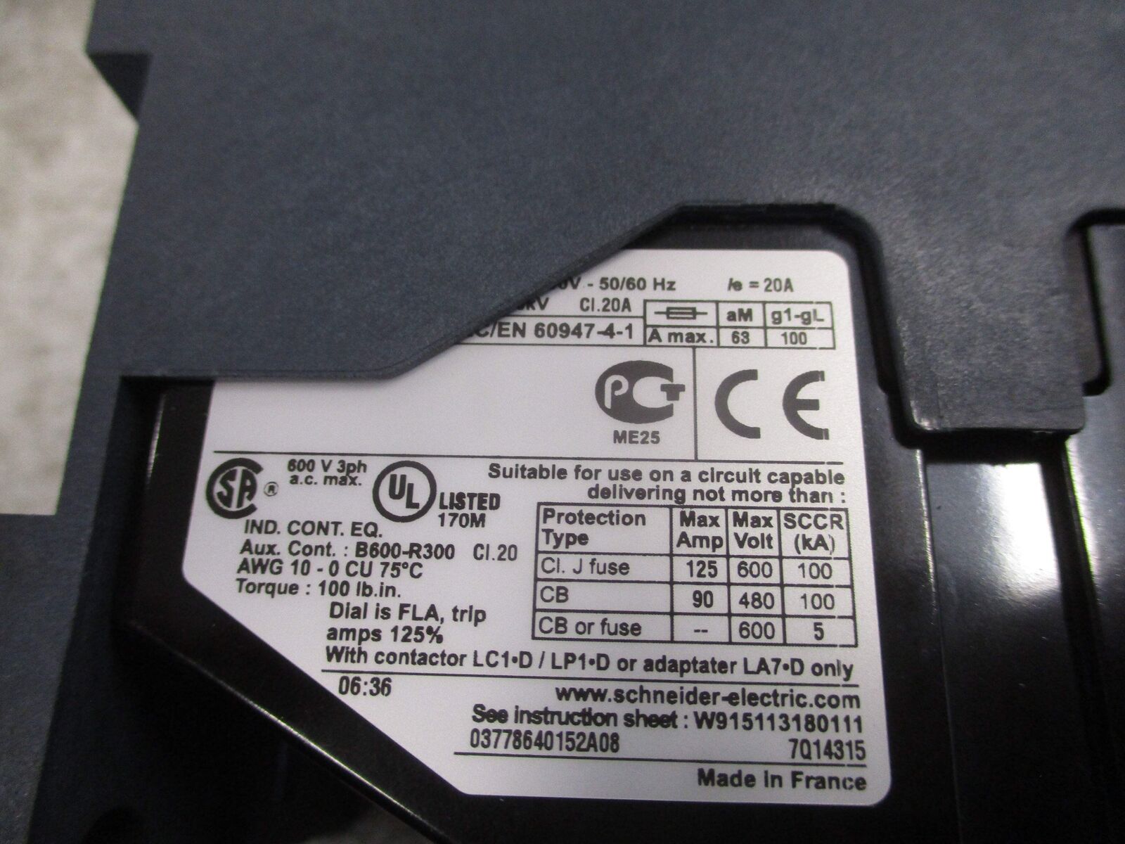 Schneider Electric Solid State Overload LR2D3557 Trip: 37-50A 600V W/DIN-Rail Ad