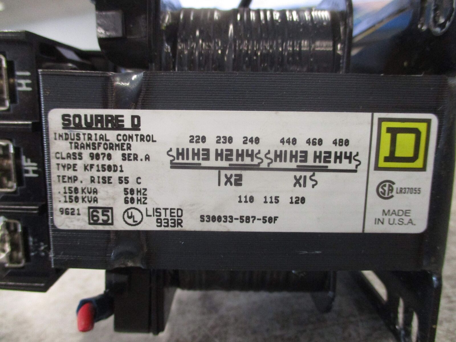 Square D Control Transformer 9070 KF150D1 0.150kVA Pri: 240/480V Sec: 120V Used