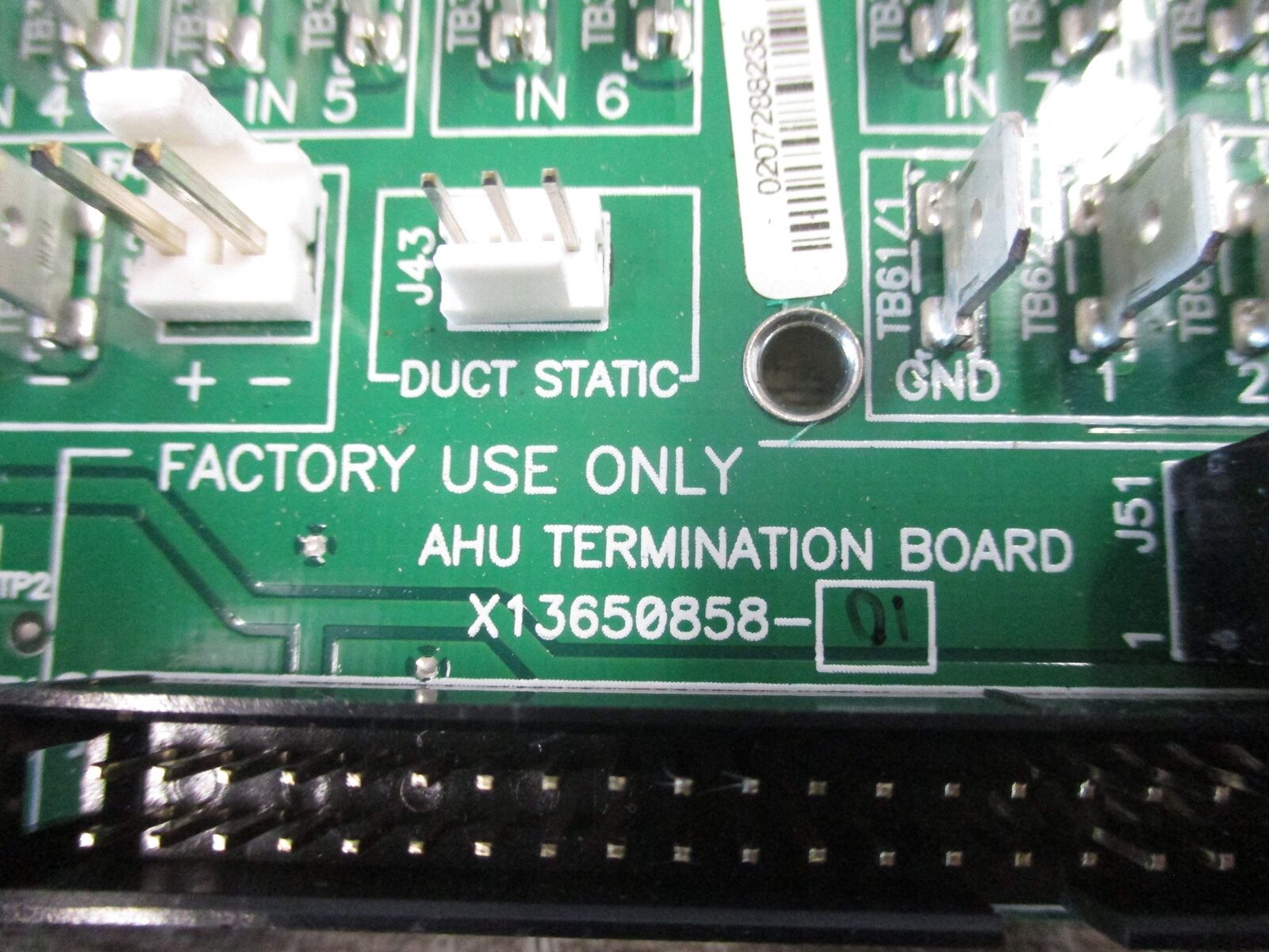 Trane AHU Termination Board X13650858-01 Used