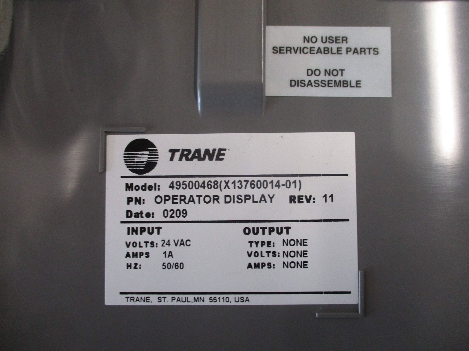 Trane Operator Display 49500468(X13760014-01) Rev. 11 24VAC 1A 50/60Hz Used
