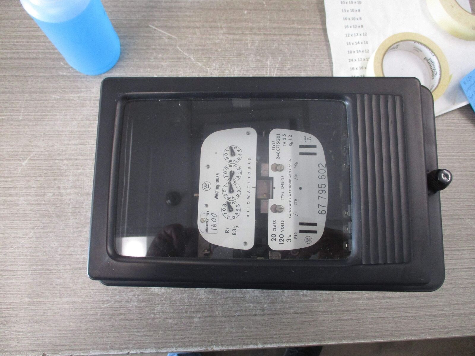 Westinghouse Type D4B-2F Watthour Meter 246C715G01 120V 60Hz Used