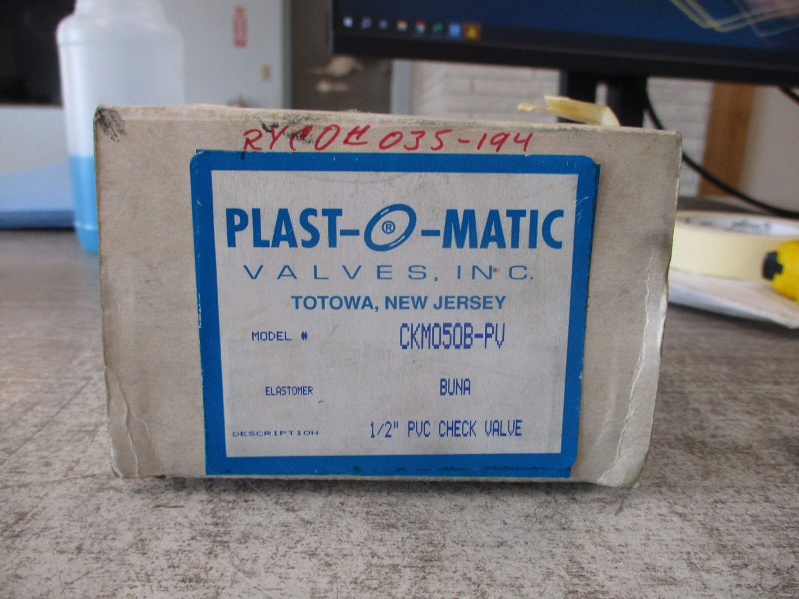 Plast-O-Matic PVC Check Valve CKM050B-PV 1/2" New Surplus