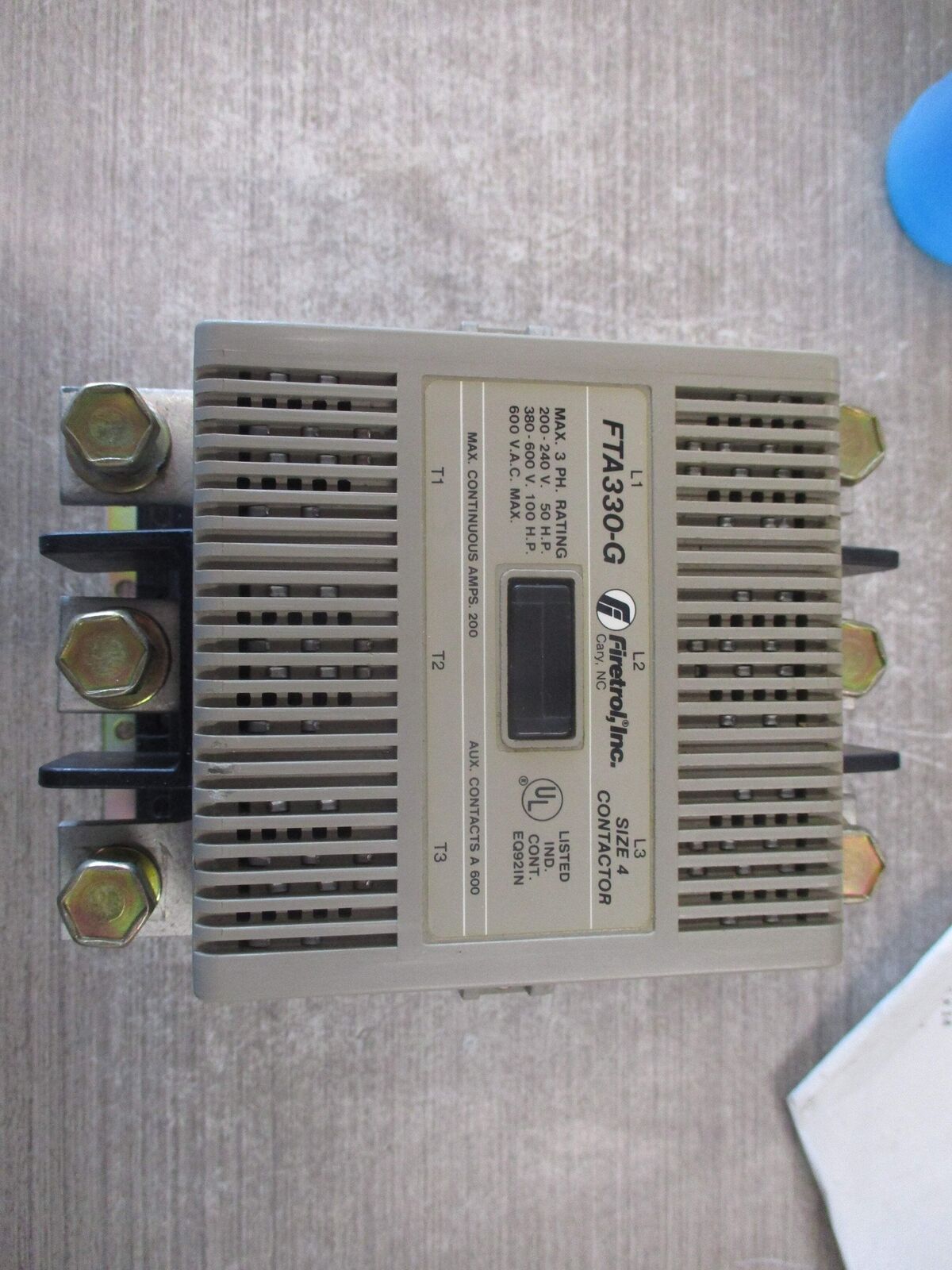 Firetrol Size 4 Contactor FTA330-G 460-550V Coil 200A 600V *Missing (1) Terminal