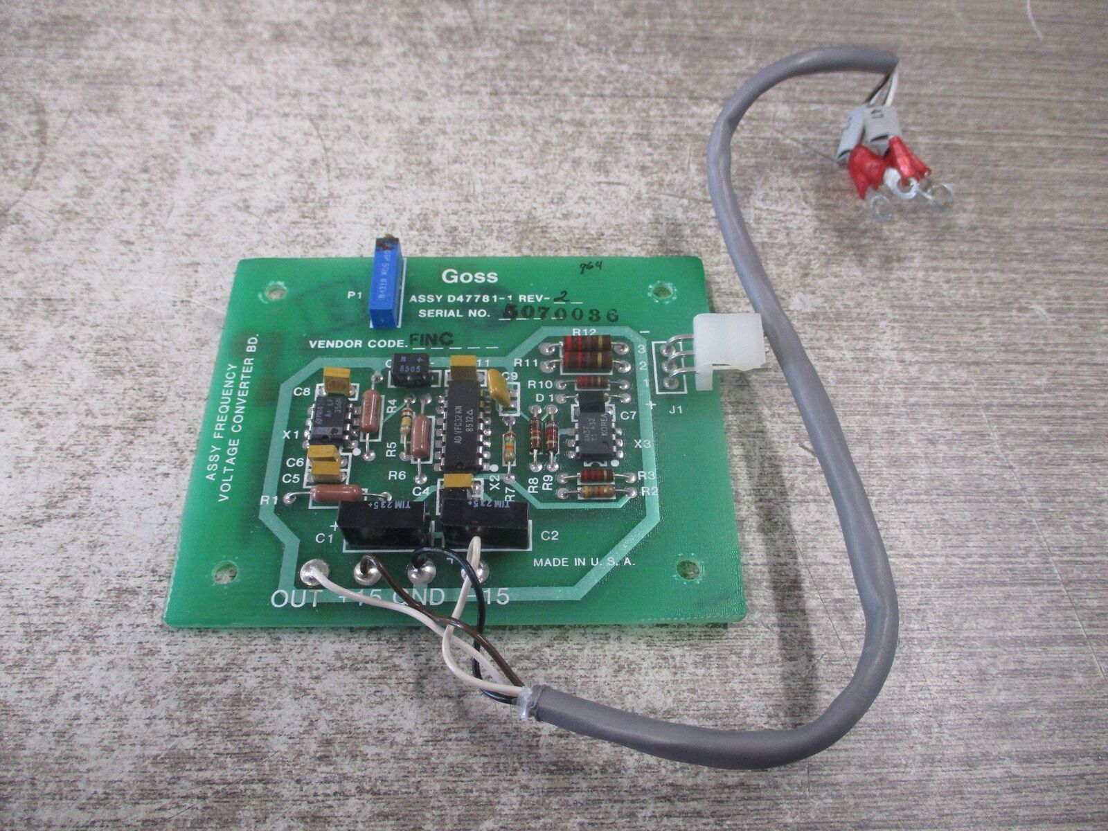 Goss Frequency Voltage Converter Board Assembly D47781-1 Rev. 2 *No Box* New Sur