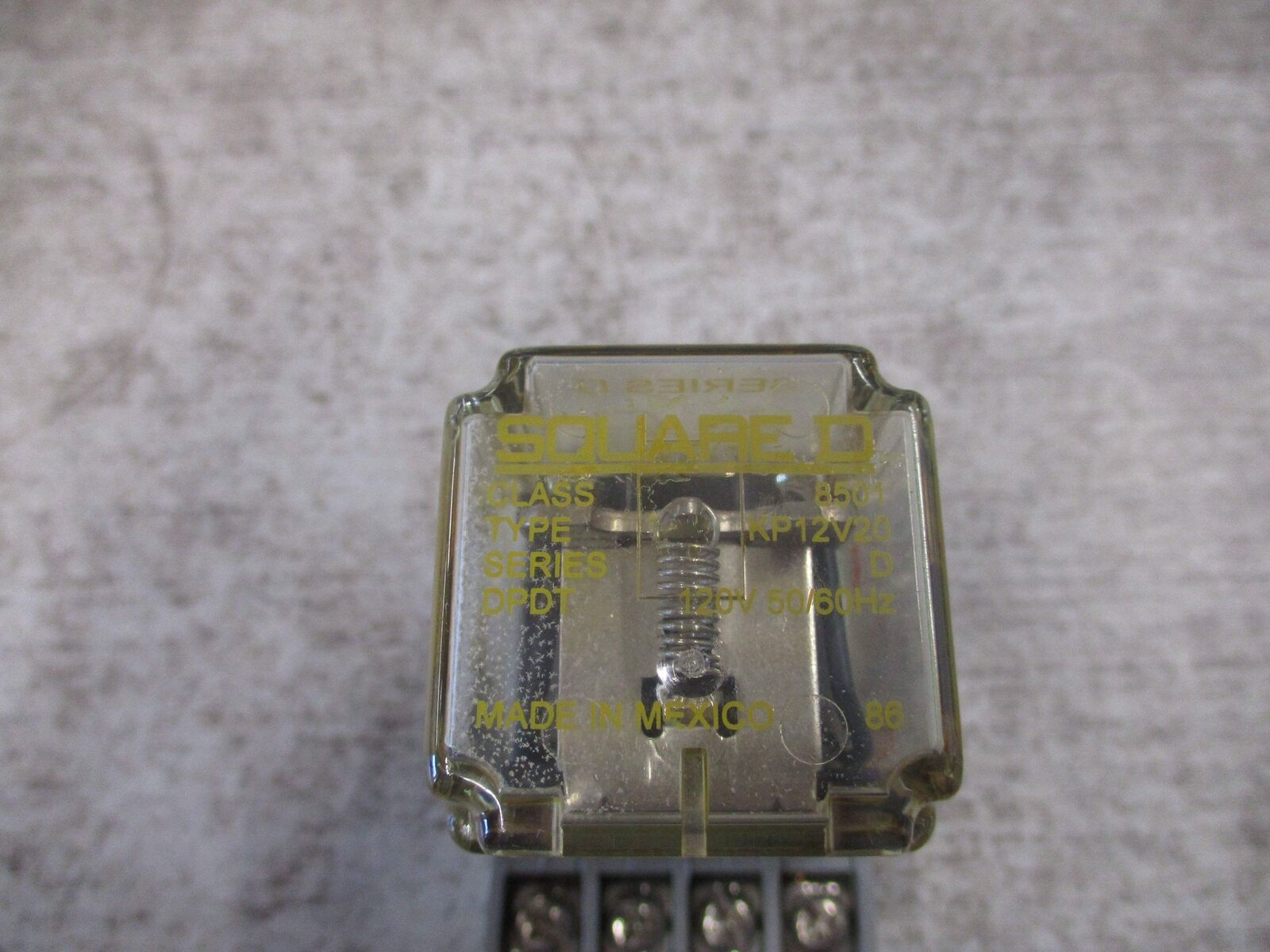 Square D Relay 8501 KP12V20 Ser. D 120V Coil W/Base Used