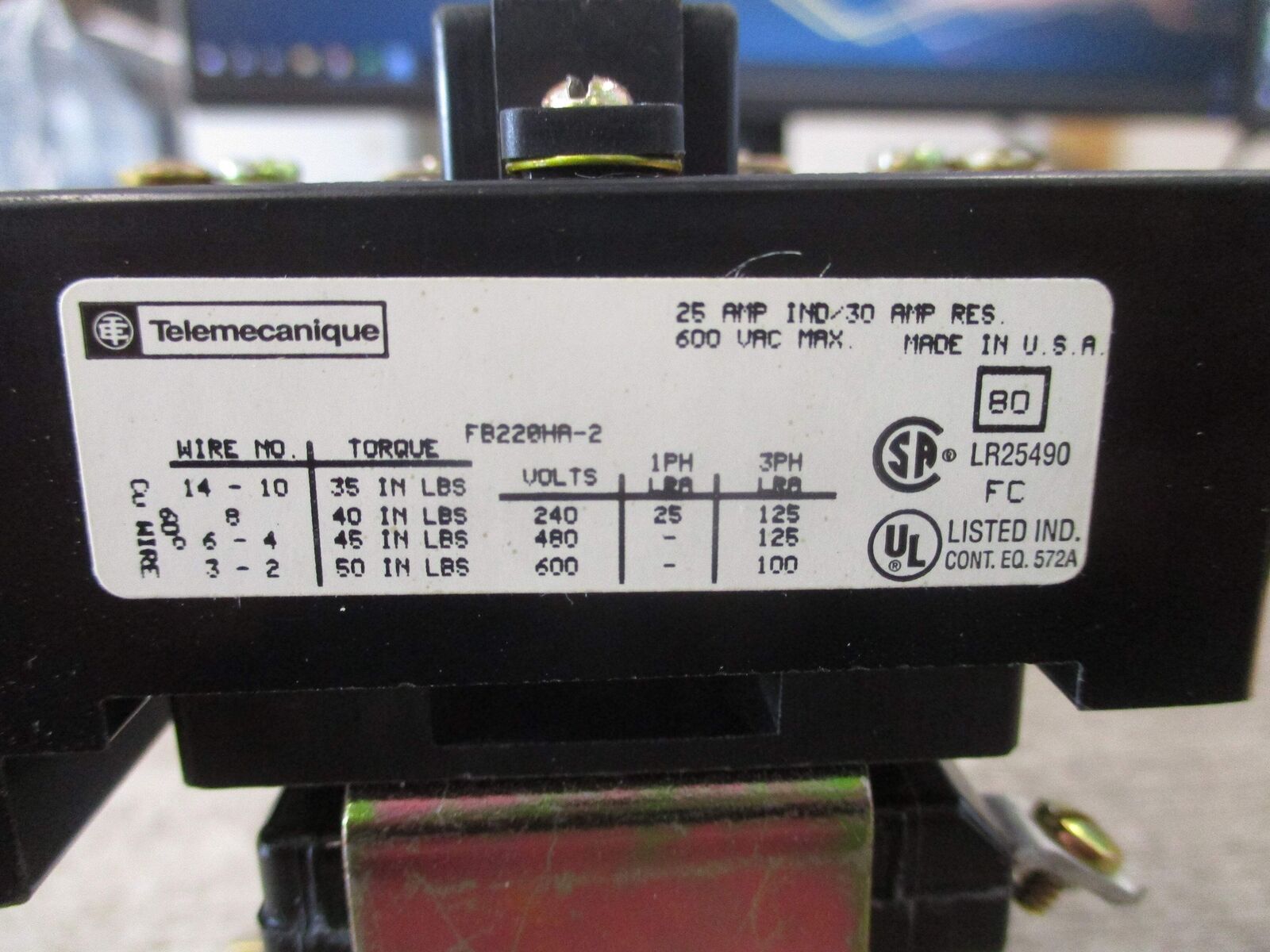 Telemecanique Contactor 2160FB220HA-2 10-12VDC Coil New Surplus