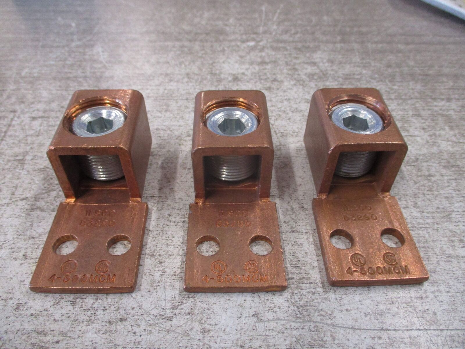Ilsco Mechanical Copper Lug D3290 4-500MCM *Lot of 3* Used