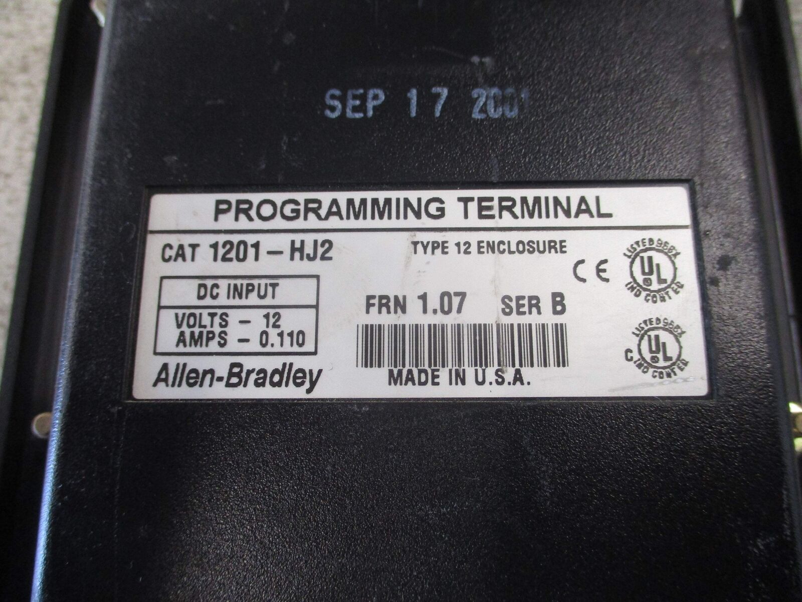 Allen-Bradley Programming Terminal 1201-HJ2 Ser. B FRN 1.07 12VDC 0.110A Used