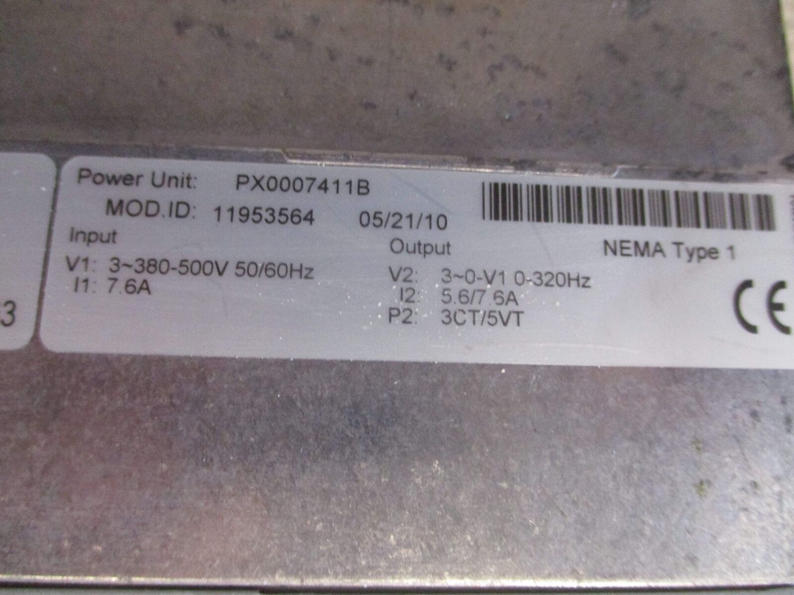 Eaton AC Drive PX0007411B 5HP 3Ph Input: 380-500V 50/60Hz 7.6A Output: 0-V1 0-32