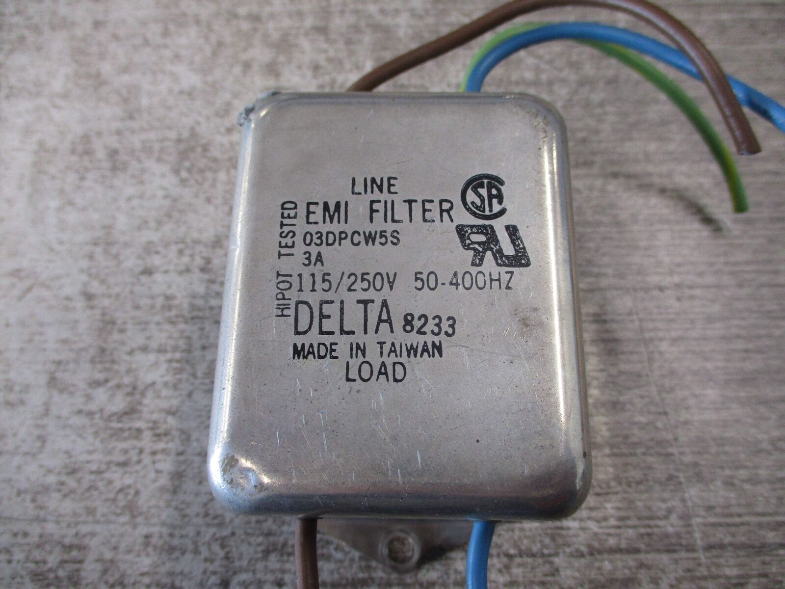 Delta EMI Filter 03DPCW5S 115/250V 50-400Hz Used